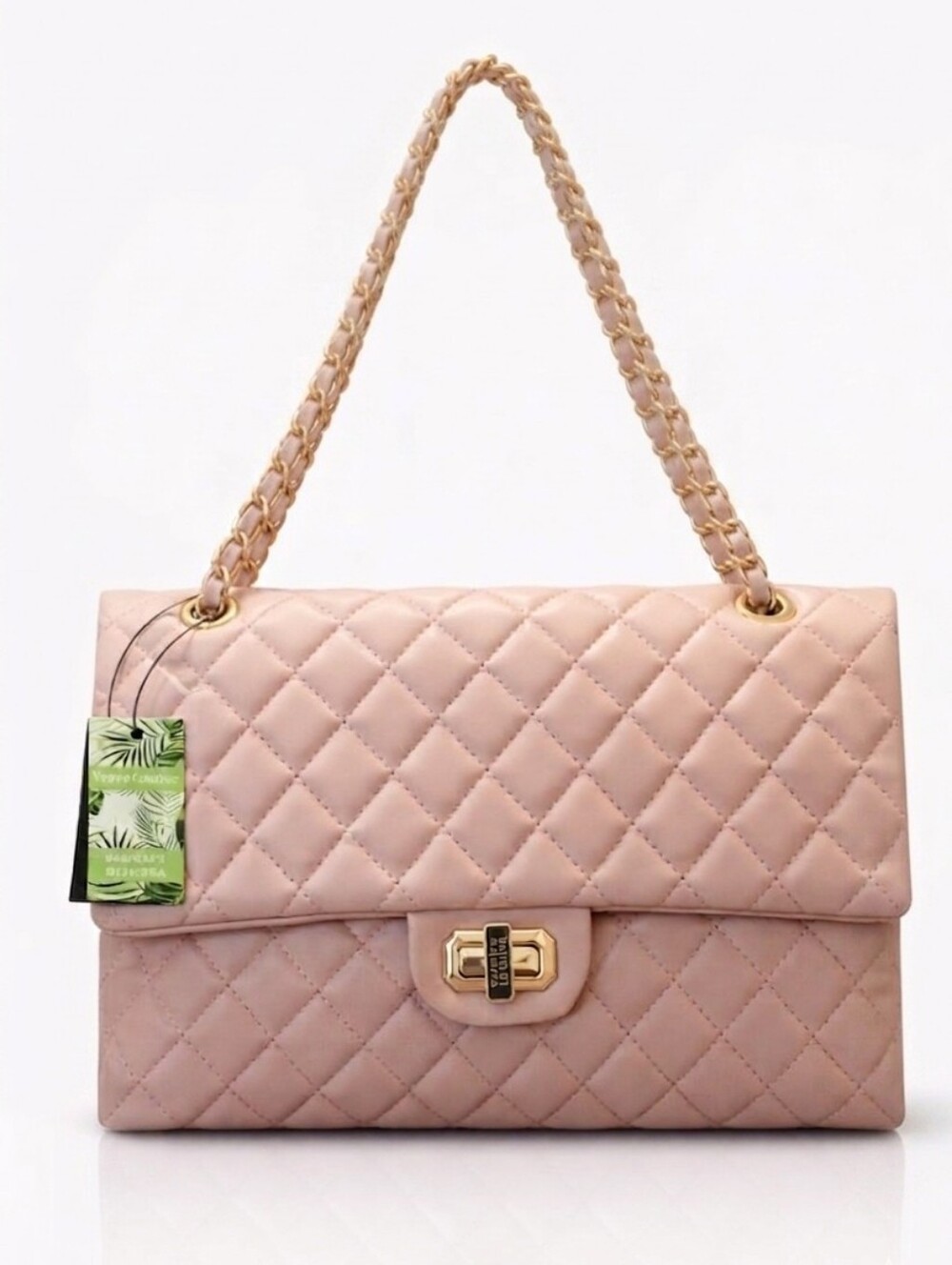 Badgely Mischka Pink Diamond Quilted Vegan Leather Classicaly Beautiful